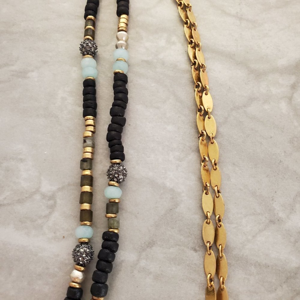 ✨ Stella and Dot Labradorite Artisan Druzy Beaded Stone Pave Rhinestone Pendant - Picture 11 of 14